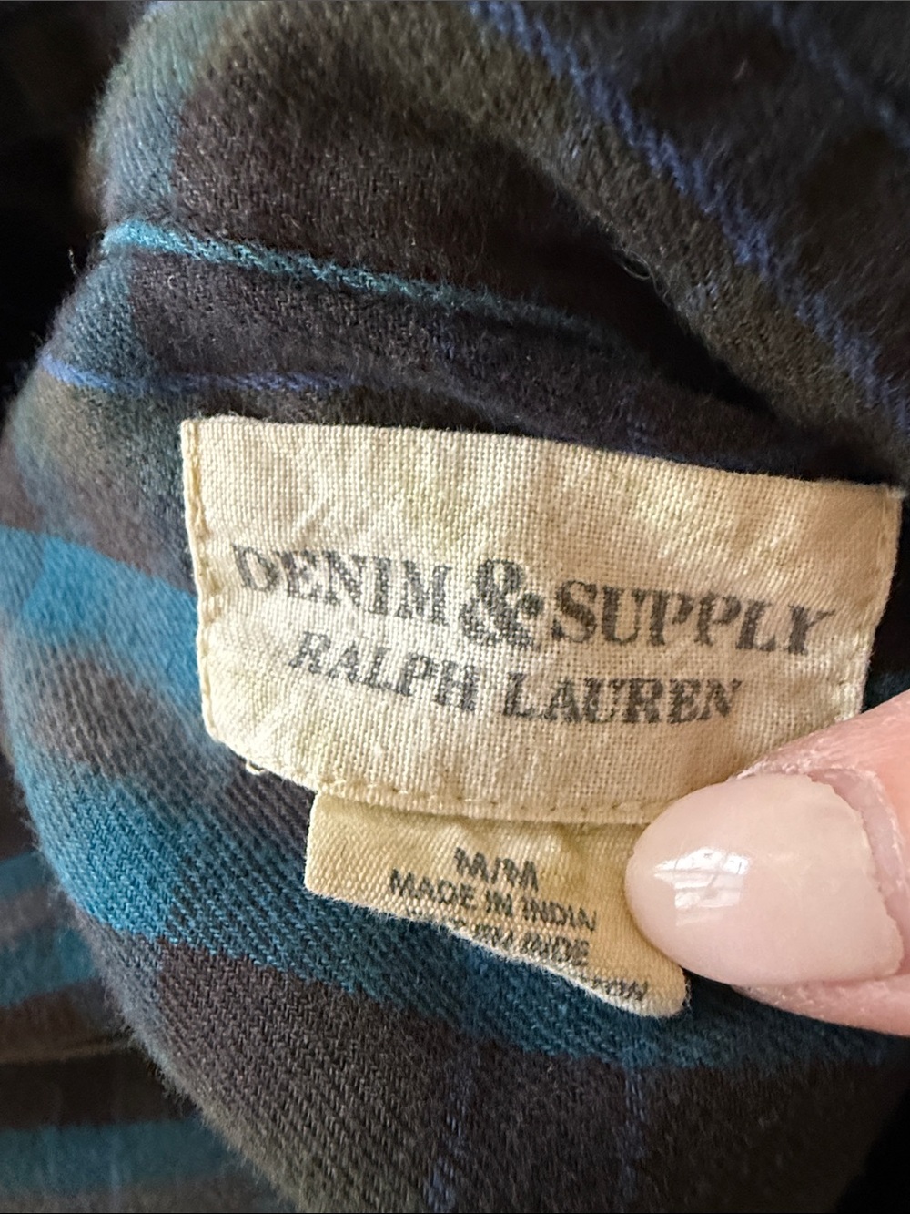 Denim & Supply x Ralph Lauren Blue/Brown Plaid Cotton Flannel Shirt Size Medium - Picture 2 of 11